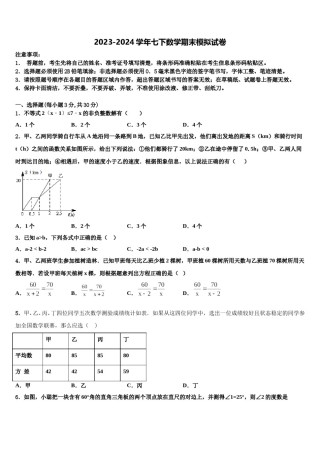 安徽省合肥市北城片区2023-2024学年数学七下期末经典模拟试题含解析.doc
