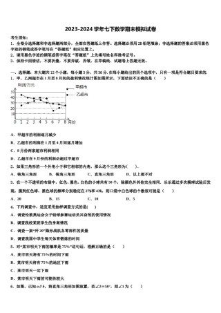 安徽省和县2023-2024学年数学七下期末考试模拟试题含解析.doc