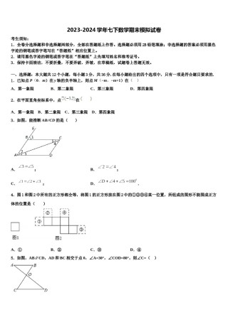 安徽省安庆市桐城市2024年七年级数学第二学期期末综合测试试题含解析.doc