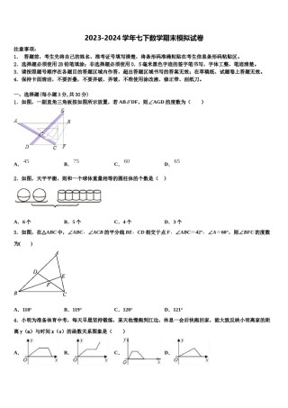 安徽省宿州地区2024届七下数学期末考试试题含解析.doc
