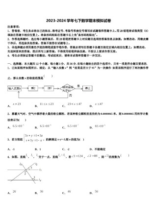 安徽省宿州市第十一中学2023-2024学年数学七下期末达标检测模拟试题含解析.doc