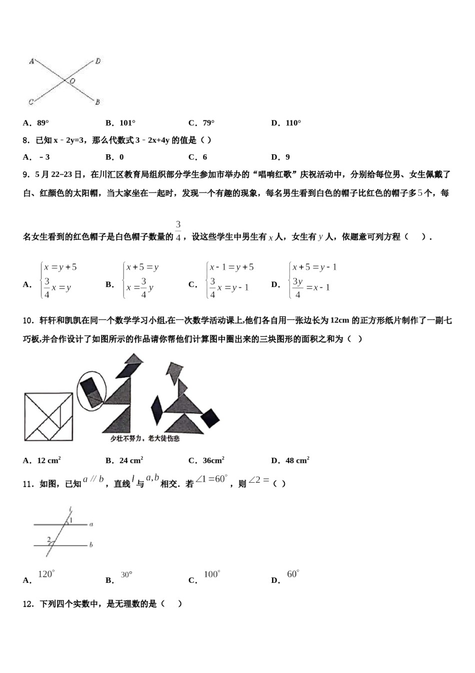 安徽省桐城市2024届七下数学期末统考试题含解析.doc_第2页