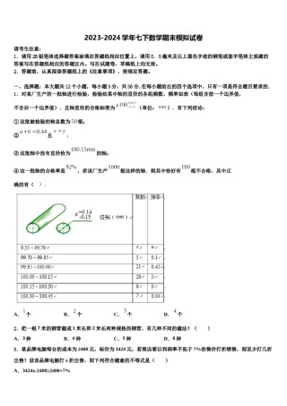 安徽省淮南地区2024届七年级数学第二学期期末监测试题含解析.doc
