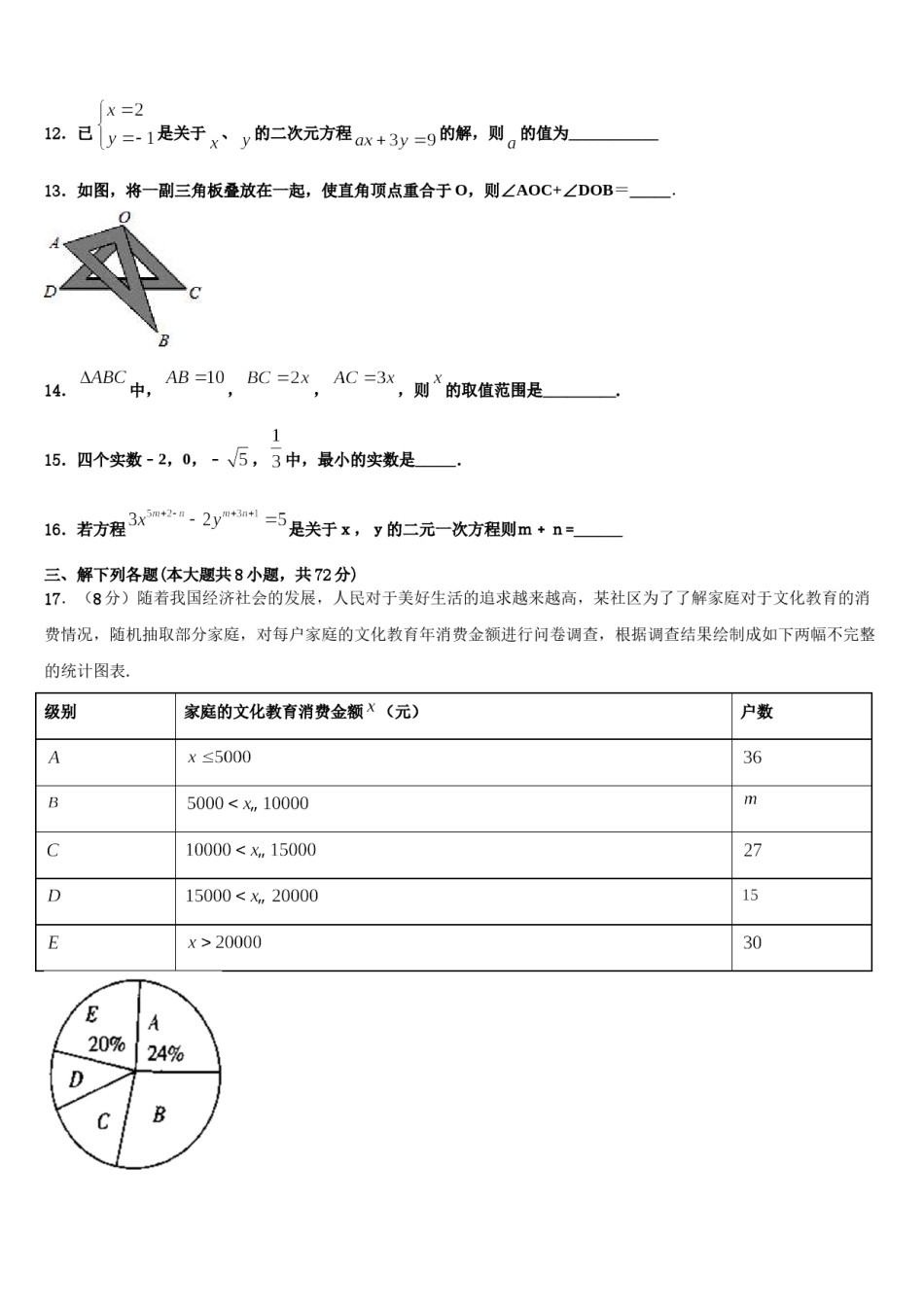 安徽省滁州定远县联考2023-2024学年七年级数学第二学期期末联考试题含解析.doc_第3页