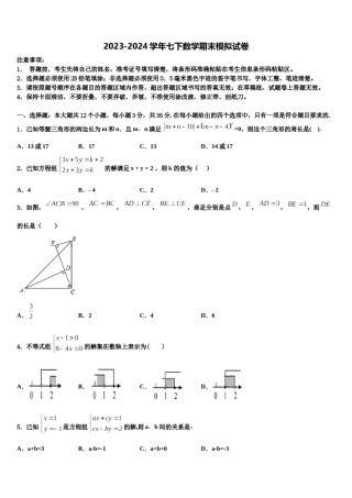 安阳市重点中学2024届七年级数学第二学期期末检测模拟试题含解析.doc