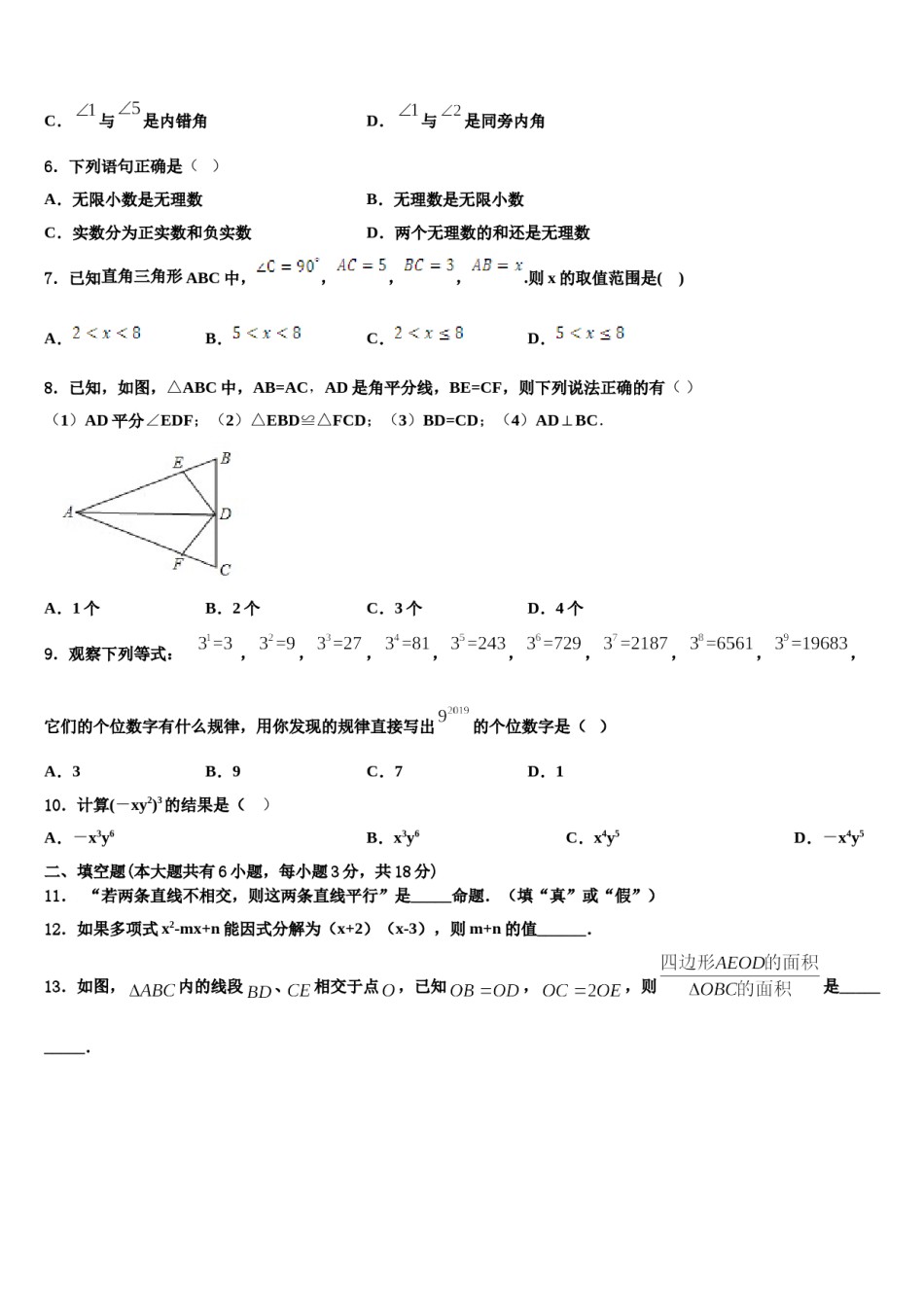 安顺市重点中学2023-2024学年数学七下期末调研试题含解析.doc_第2页