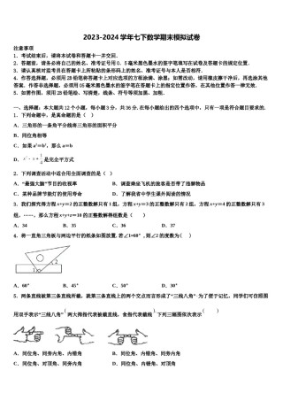 山东临沂经济开发区2024届数学七下期末综合测试模拟试题含解析.doc