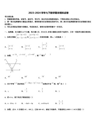 山东德州经开区抬头寺中学2023-2024学年数学七下期末质量跟踪监视试题含解析.doc