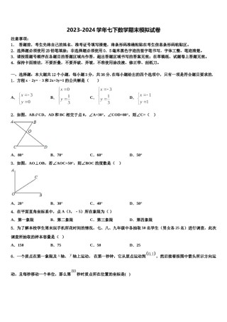 山东省东明县2024届数学七下期末经典试题含解析.doc