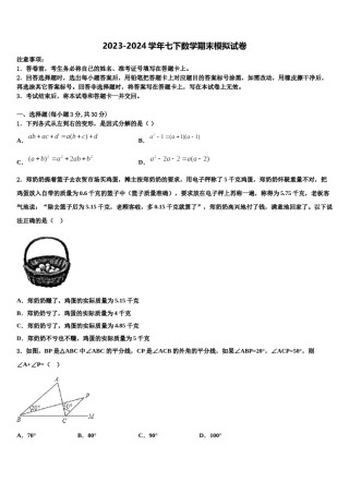 山东省东营市广饶县2023-2024学年七年级数学第二学期期末检测试题含解析.doc