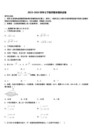 山东省临朐县2024届七下数学期末考试试题含解析.doc