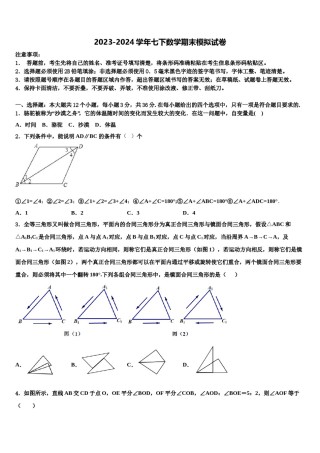 山东省临沂市第一中学2023-2024学年七年级数学第二学期期末经典试题含解析.doc