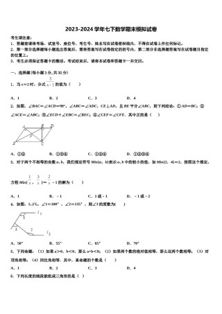 山东省临沂市野店中学2024年数学七下期末联考试题含解析.doc