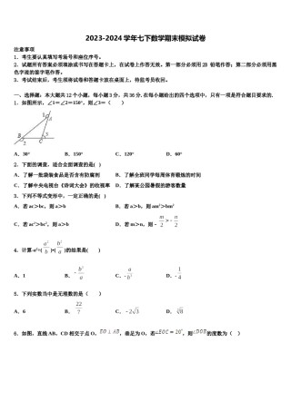 山东省临清市2024年数学七下期末联考试题含解析.doc