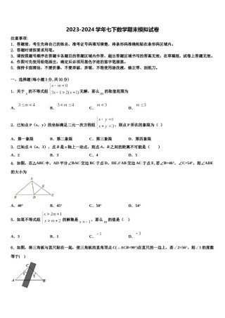 山东省利津县联考2024年七年级数学第二学期期末检测试题含解析.doc