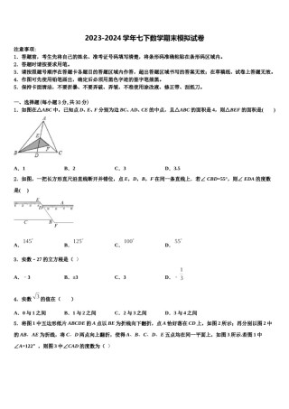 山东省威海市2024年七年级数学第二学期期末学业水平测试试题含解析.doc