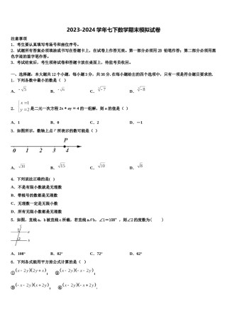 山东省威海市文登区2023-2024学年七下数学期末学业水平测试试题含解析.doc