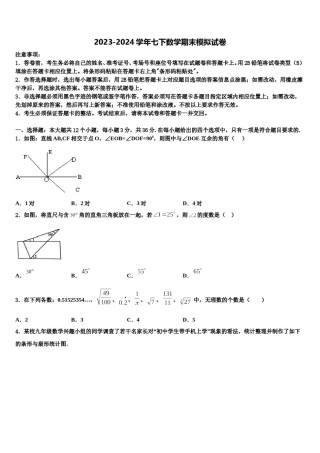 山东省威海市荣成第十四中学2023-2024学年七下数学期末质量检测模拟试题含解析.doc