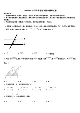 山东省张店区七校联考2024届七下数学期末质量检测模拟试题含解析.doc
