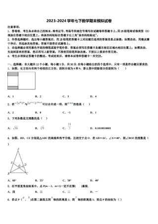 山东省德州市经济开发区抬头寺镇中学2023-2024学年数学七下期末学业质量监测试题含解析.doc