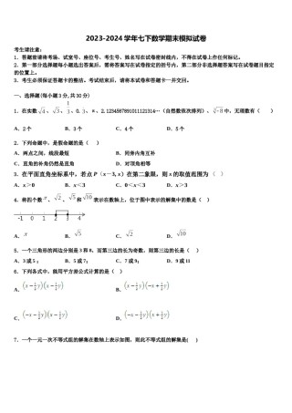 山东省日照专用2023-2024学年数学七下期末复习检测模拟试题含解析.doc