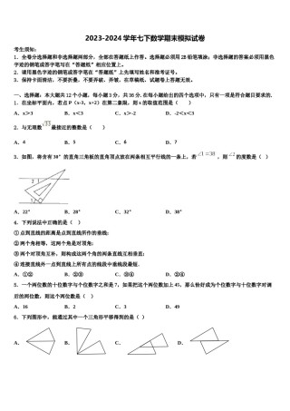 山东省日照岚山区2024年数学七下期末监测模拟试题含解析.doc