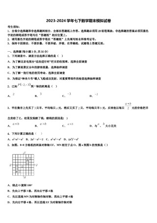 山东省枣庄市市中学区中学区永安乡黄庄中学2023-2024学年数学七下期末复习检测模拟试题含解析.doc
