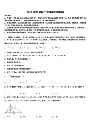 山东省沂南县2024年数学七下期末联考模拟试题含解析.doc