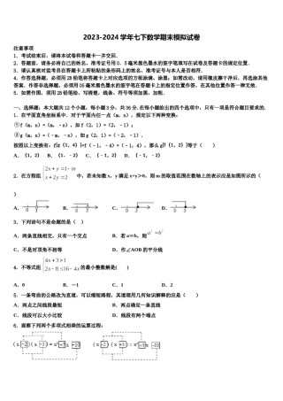 山东省泰安市泰前中学2023-2024学年七下数学期末学业质量监测模拟试题含解析.doc