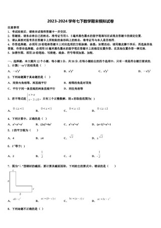 山东省济宁市坟上县2023-2024学年七下数学期末调研模拟试题含解析.doc