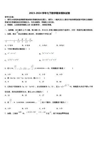 山东省潍坊市昌邑市2024年数学七下期末经典试题含解析.doc