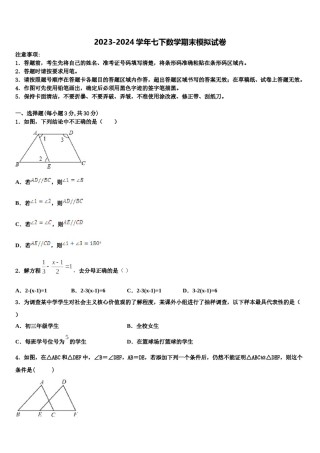 山东省聊城市城区2024届七下数学期末学业水平测试试题含解析.doc
