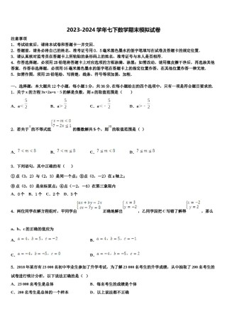 山东省荣成市第三十五中学2024年七下数学期末教学质量检测模拟试题含解析.doc