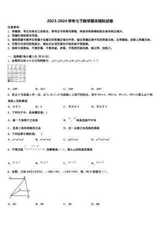山东省菏泽市2024年七下数学期末经典模拟试题含解析.doc