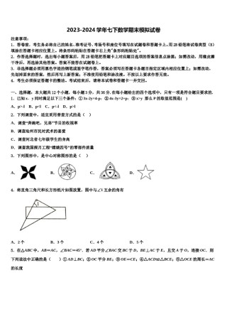 山东省青岛42中2024年七下数学期末监测试题含解析.doc
