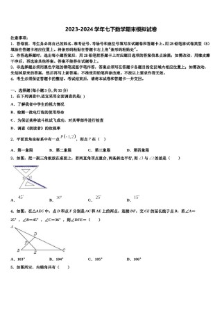 山东省青岛市城阳九中学2024届七下数学期末调研试题含解析.doc