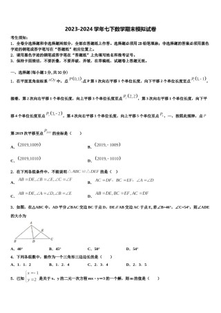山东省青州市2024年七下数学期末复习检测模拟试题含解析.doc