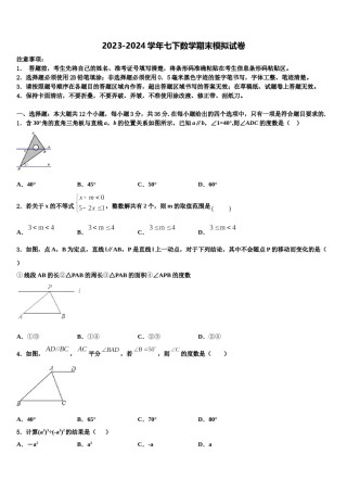 山东省龙口市2024年数学七下期末达标检测试题含解析.doc