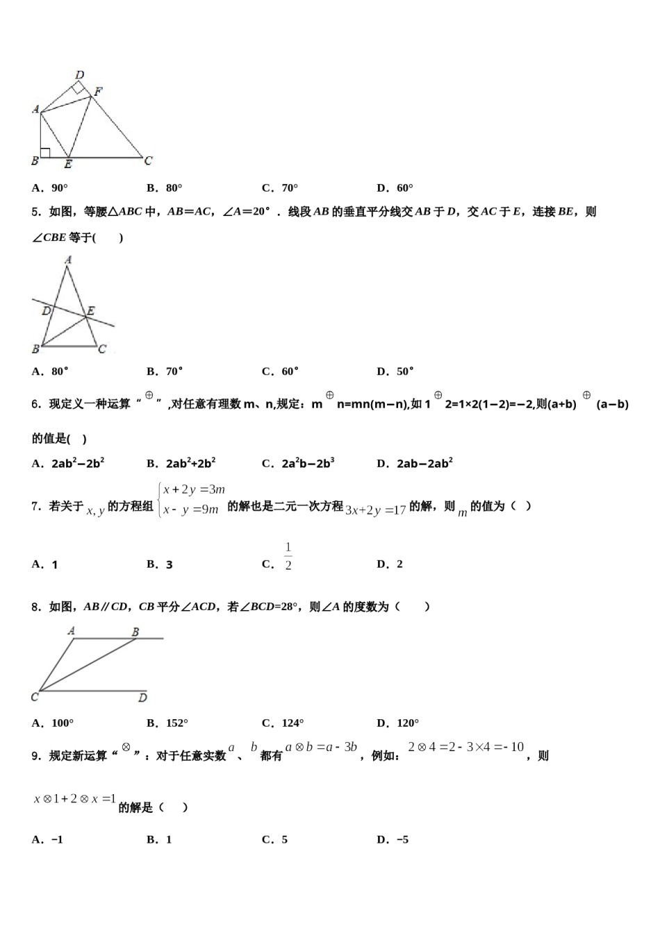 山西省吕梁柳林县联考2023-2024学年七下数学期末复习检测试题含解析.doc_第2页