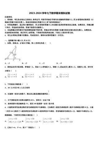 山西省吕梁柳林县联考2024年七下数学期末教学质量检测模拟试题含解析.doc