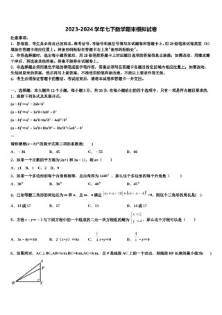 山西省大同市平城区2024年七年级数学第二学期期末联考试题含解析.doc
