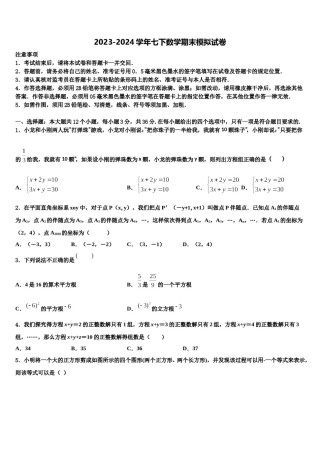 山西省左玉县2023-2024学年七下数学期末质量检测试题含解析.doc