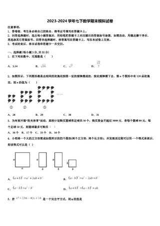 山西省晋南地区2023-2024学年数学七下期末达标检测模拟试题含解析.doc