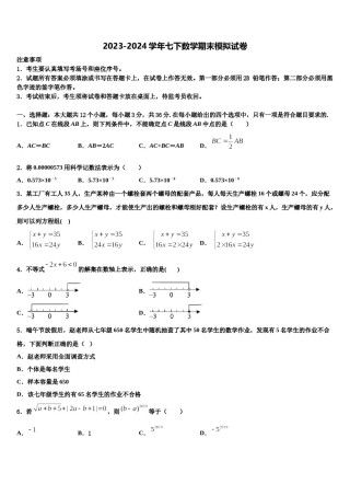 山西省运城中学校2024届数学七下期末质量跟踪监视模拟试题含解析.doc