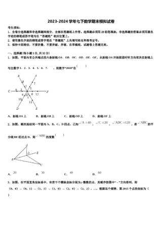 山西省重点中学2024年七下数学期末质量检测试题含解析.doc