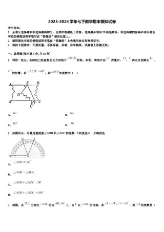 山西省（同盛地区）2024届七年级数学第二学期期末经典模拟试题含解析.doc