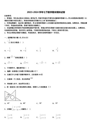山西省（同盛地区）2024年七年级数学第二学期期末质量跟踪监视试题含解析.doc