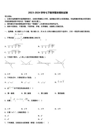 崇左市重点中学2024年七下数学期末调研试题含解析.doc