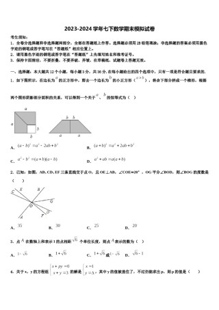 广东惠城区2024届七下数学期末达标检测试题含解析.doc