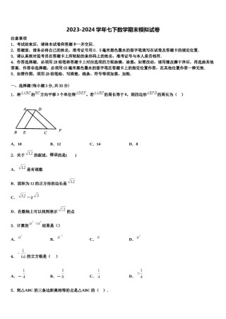 广东深深圳市百合外国语学校2023-2024学年数学七下期末联考试题含解析.doc